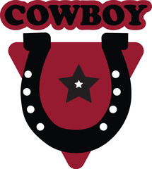 simple elegant black red cowboy logo