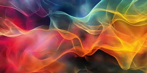 Poster - Colorful Abstract Mesh Backdrop with Flowing Data Patterns for Creative Design Projects and Visual Presentations