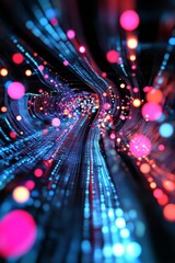 Poster - dynamic data stream illustration featuring colorful flow of information elements in futuristic desig