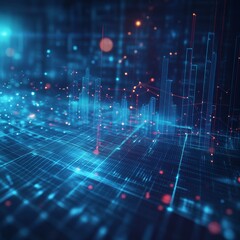 Poster - abstract data patterns with sharp angles and bright highlights for technology background and visuali