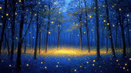 Wall Mural - a celestial forest where glowing vines drape between radiant trees, creating arches of light that st
