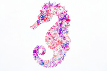 Wall Mural - Colorful seahorse illustration with intricate patterns and details