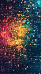 Poster - Experience an abstract representation of digital data flow with vibrant colors and intricate textures, symbolizing technology's evolution.