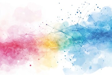 Poster - a vibrant watercolor graphic symbolizing the connection of digital data through a flowing network of