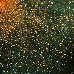 Poster - Abstract Digital Network Background with Data Points and Connections in a Dark and Bright Color Scheme
