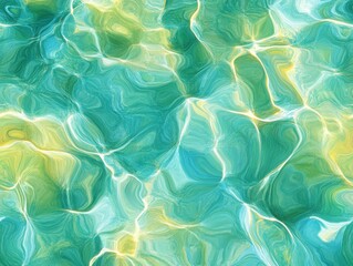 Poster - Abstract Water Surface with Gentle Waves Featuring a Blend of Teal and Yellow Hues, Evoking Calmness and Tranquility in an Artistic Oceanic Theme