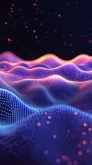 Poster - a colorful, abstract image of a wave with a blue background. the image is full of dots and has a dre