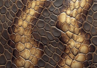 Poster - Close-Up of Exotic Snake Skin Texture with Intricate Pattern and Natural Color Variations for Artistic and Creative Projects