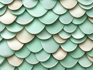 Poster - Elegant Ocean-Inspired Scales in Soft Mint and Cream Colors Showcasing Unique Textures and Patterns Ideal for Sea-Themed Design Projects and Backgrounds
