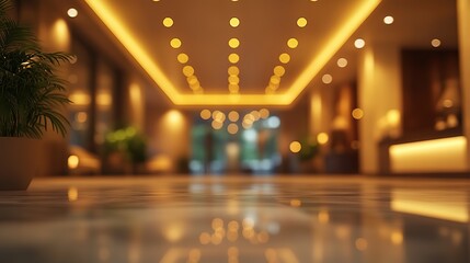 Poster - blurred hotel lobby with bookend lights creates a warm and inviting atmosphere, perfect for use as a background in various design projects, HD image