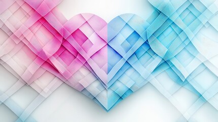 Poster - Geometric heart pattern artwork abstract design digital background soft color palette modern aesthetic visual concept