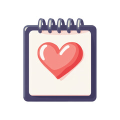 Aufkleber - A cartoon illustration of a calendar page featuring a large red heart as its central element.