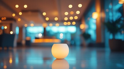 Poster - blurred hotel lobby with bookend lights creates a warm and inviting atmosphere, perfect for use as a background in various design projects, HD image