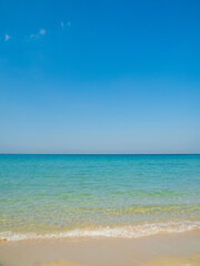 Canvas Print - Horizon photogrphy beautiful landscape summer season vertical view tropical sea beach white sand clean blue sky background calm nature ocean wave water travel holiday at samae san island sun day time.