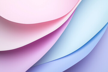 Poster - Abstract Pastel Paper Waves Swirling Blue, Pink, Purple