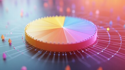 Poster - A dynamic D pie chart with spinning segments, surrounded by floating data points, symbolizing real-time business insights and modern data visualization techniques.