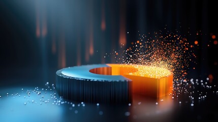 Poster - A dynamic D pie chart with spinning segments, surrounded by floating data points, symbolizing real-time business insights and modern data visualization techniques.
