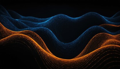 Poster - Abstract wave motion pattern on dark blue background wallpaper for digital technology AI Generated
6