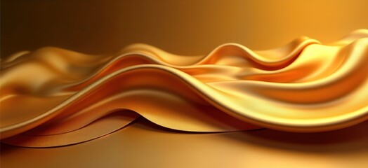 Poster - Luxury gold fabric flows in elegant waves. Smooth silky texture creates premium background. Stylish design perfect for fashion design projects. Luxurious gold material three-dimensional, soft.