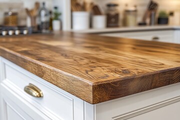 Wall Mural - Rustic wood countertop kitchen detail, cabinetry, cooking