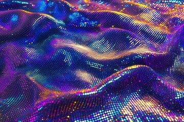 Wall Mural - 3d render metallic liquid background. abstract neon texture. rainbow 3d holographic foil. wavy gloss