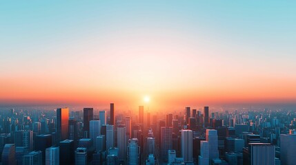 Wall Mural - a breathtaking city skyline at sunrise, with vibrant colors illuminating the buildings and creating 