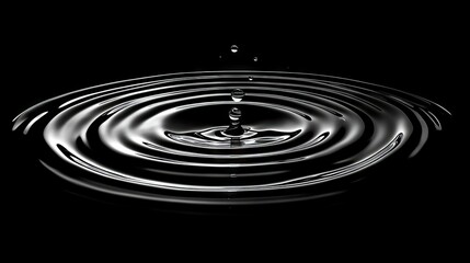 Poster - Clear water splashing onto a black backdrop, creating ripples and droplets that form an elegant and fresh abstract visual