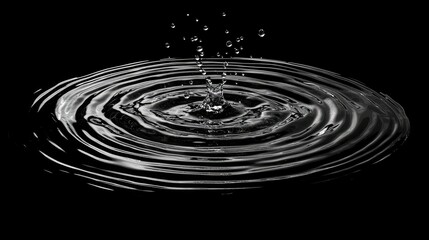 Poster - Clear water splashing onto a black backdrop, creating ripples and droplets that form an elegant and fresh abstract visual