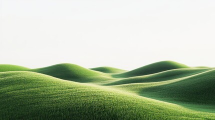 Wall Mural - Rolling green hills under a bright sky.