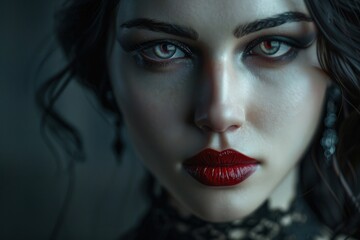 Beautiful vampire women photography lipstick portrait.