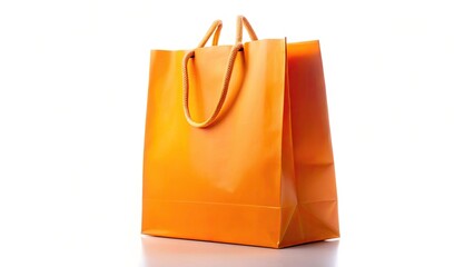 Red and orange paper shopping bags isolated on white background, perfect for retail packaging and gift presentation