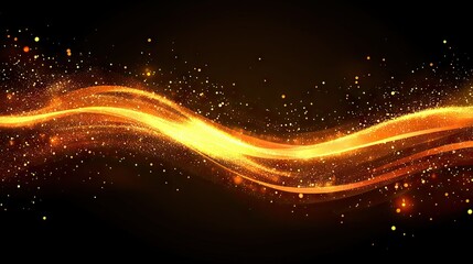 Aufkleber - Glowing golden dust sparkles with bright yellow bokeh and rich red-orange holiday tones on a luxurious abstract background, vector style