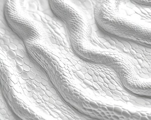 Poster - Close-Up of a Smooth, Textured White Surface Representing a Snake Skin Pattern with Intricate Details and Hexagonal Scales for Artistic Backgrounds and Textures