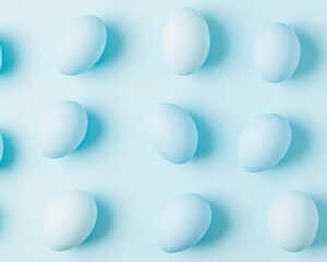 Poster - Minimalist Pastel Blue Easter Eggs on Light Background Springtime Design