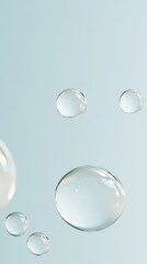 Poster - Minimalist Aesthetic of Floating Water Drops Against Soft Blue Background