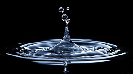 Poster - Water droplets on a black background, creating a smooth, textured surface that highlights the beauty of water for artistic or nature photography