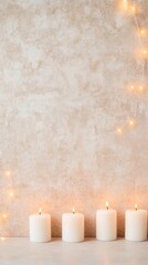 Poster - Cozy Candlelit Ambiance with Warm Fairy Lights on Textured Background