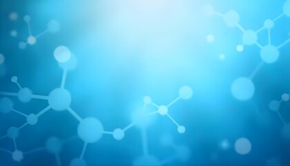 Leinwandbilder - A creative blurry background with soft shades of blue, featuring subtle chemical-inspired patterns and molecular shapes