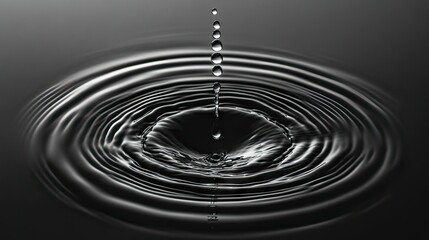 Poster - Water droplets splashing on a black background, creating a clean, dynamic abstract visual that conveys movement and freshness
