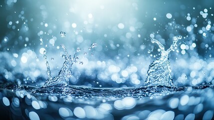 Poster - Water splashes in the air against a dark backdrop, creating a clean and refreshing abstract visual with high contrast, ideal for nature or product shots