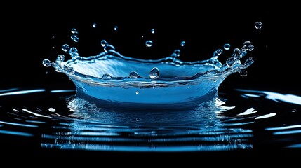 Poster - Water splashes in the air against a dark backdrop, creating a clean and refreshing abstract visual with high contrast, ideal for nature or product shots