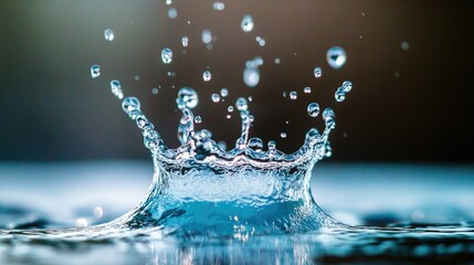 Poster - Water splashes in the air against a dark backdrop, creating a clean and refreshing abstract visual with high contrast, ideal for nature or product shots