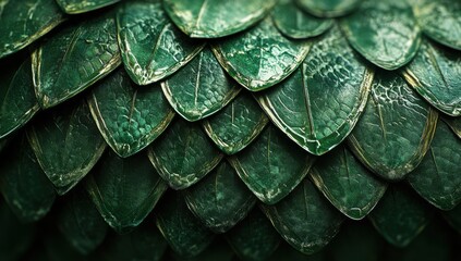 Poster - Detailed Close-Up of Textured Green Leaf Pattern with Intricate Scales and Natural Variations Capturing the Beauty of Nature's Design