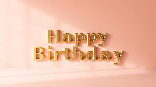 3d text happy birthday gold realistic rendering celebration concept