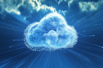Poster - Digital cloud symbol representing data storage and connectivity in modern technology environments