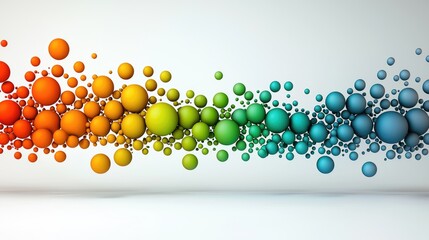 Poster - Dynamic colorful bubble flow abstract art installation modern environment wide perspective visual concept for creativity