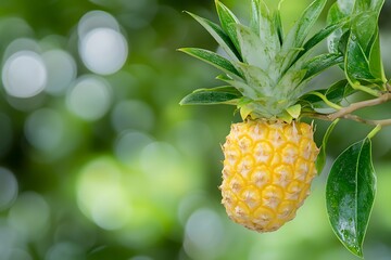 pineapple growing on tree branch