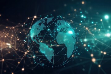 Poster - Digital representation of Earth with network connections illuminated at night
