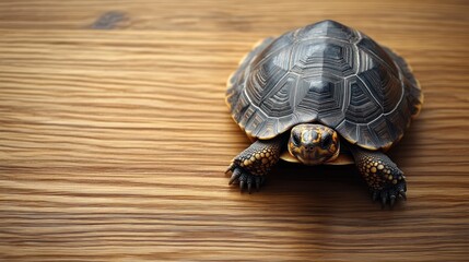 Red-footed Tortoise on Wooden Surface