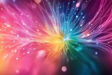 Poster - Colorful abstract light waves creating a vibrant visual experience in a digital art piece
